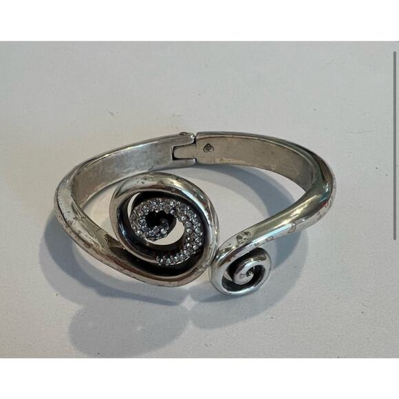 Brighton Silver Tone and Clear Rhinestone Bangle Hinge Bracelet! Retired - Picture 3 of 6